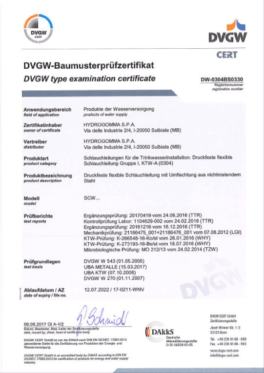 DVGW-Baumusterzertfikat